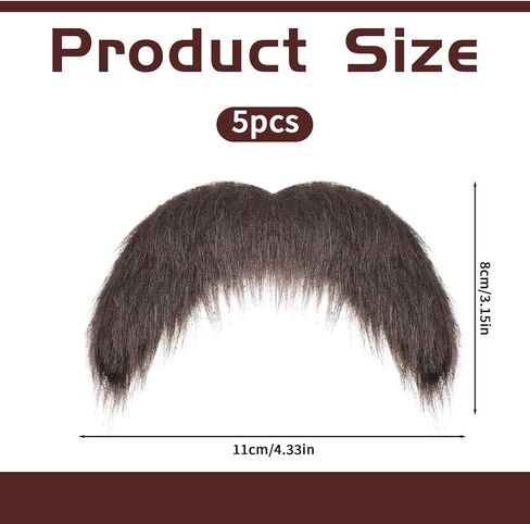 5Pcs Fake Mustaches Self Adhesive Brown Realistic Stick On Mustache Novelty Fake Beard Moustache Costume or Adults Party Christmas Favor Cosplay Supplies in Saudi Arabia