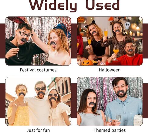 5Pcs Fake Mustaches Self Adhesive Brown Realistic Stick On Mustache Novelty Fake Beard Moustache Costume or Adults Party Christmas Favor Cosplay Supplies in Saudi Arabia