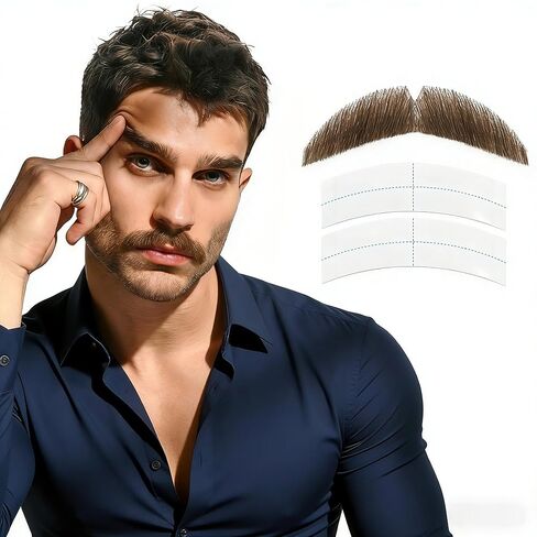 Goatee Fake Mustache, Human Hair Mustache Goatee, Invisible Lace Hand-Tied Fake Beard for Men, Realistic Facial Hair for Cosplay, Theater, Costume, and Daily Use (Black) in Saudi Arabia