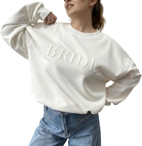 Bride Sweatshirt,Engagement Gift-Bride Crewneck Sweatshirt,Wedding Gift,Made With Puff Craft in Saudi Arabia