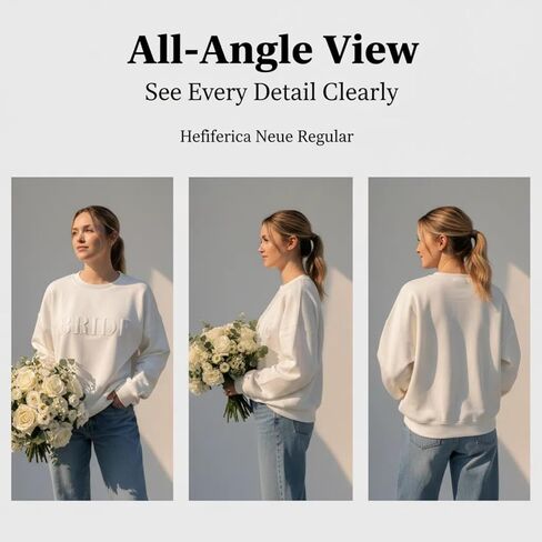 Bride Sweatshirt,Engagement Gift-Bride Crewneck Sweatshirt,Wedding Gift,Made With Puff Craft in Saudi Arabia