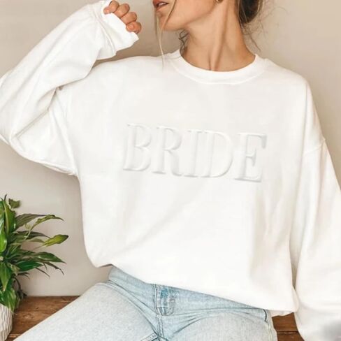 Bride Sweatshirt,Engagement Gift-Bride Crewneck Sweatshirt,Wedding Gift,Made With Puff Craft in Saudi Arabia