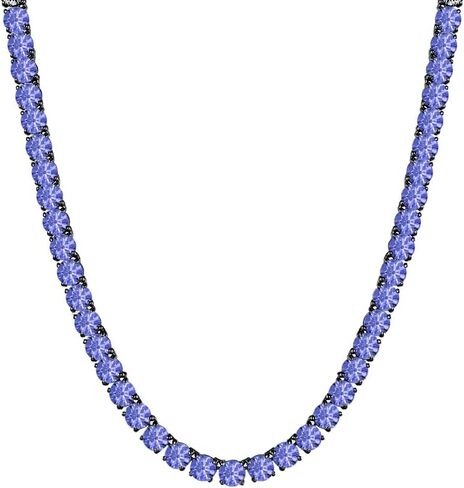 30.48 Ctw - 57.15 Ctw Round Cut Lab Created Tanzanite 14K Gold Plated 4mm Tennis Necklace 16" Inch -30" Inch For Men's & Women's in Saudi Arabia