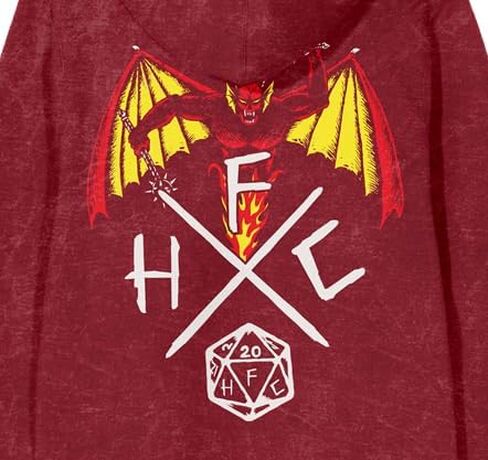 Bioworld Stranger Things Hellfire Club Men’s Red Mineral Wash Long Sleeve Hooded Sweatshirt in Saudi Arabia