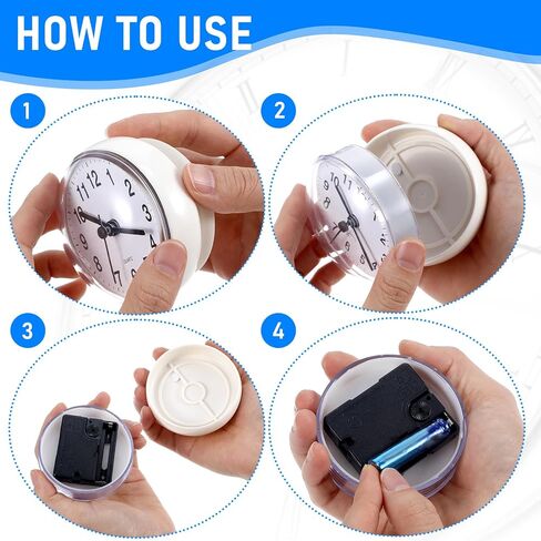 Waterproof Shower Clock, Shower Timer with Strong Suction Cup Design, White Bathroom Clocks for Home Bathrooms Toilets Kitchens Hotels, Easy Reading Bathroom Wall Clock with Hour and Minute Hands in Saudi Arabia