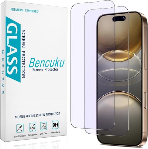 واقي شاشة HPTech (عبوة من قطعتين) مصمم لهاتف iPhone 11 Pro Max وiPhone XS Max مقاس 6.5 بوصة مضاد للضوء الأزرق من الزجاج المقوى، سهل التركيب، خالٍ من الفقاعات in Kuwait