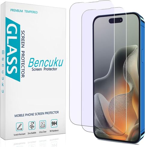 واقي شاشة HPTech (عبوة من قطعتين) مصمم لهاتف iPhone 11 Pro Max وiPhone XS Max مقاس 6.5 بوصة مضاد للضوء الأزرق من الزجاج المقوى، سهل التركيب، خالٍ من الفقاعات in Kuwait