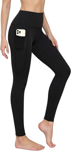 Women's High Waist Yoga Pants with Pockets Tummy Control Workout Athletic Running Leggings in Saudi Arabia