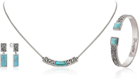 Montana West Wrangler Cuff Bracelet for Women Western Turquoise Adjustable Open Bangle Silver Plated Carved Floral Cowgirl Country Jewelry in Saudi Arabia