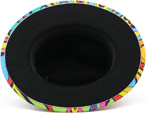 Fashion Printed Jazz Hat for Men and Women,Tie-dye Flat Brim Hat Fedora Hat Imitation Wool Felt Cap in Saudi Arabia