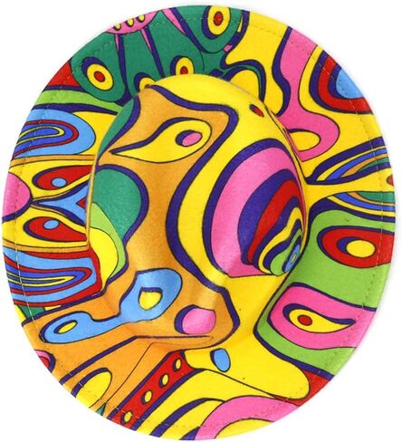 Fashion Printed Jazz Hat for Men and Women,Tie-dye Flat Brim Hat Fedora Hat Imitation Wool Felt Cap in Saudi Arabia