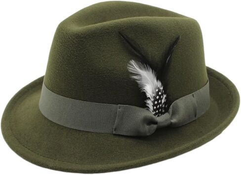 Fedora Hat for Men Felt Gentleman Hat with Feather Ribbon Detail Retro Casual Formal Headwear in Saudi Arabia