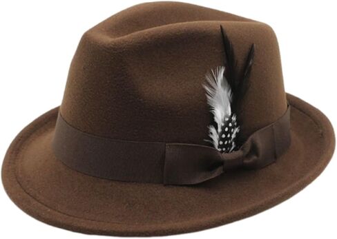 Fedora Hat for Men Felt Gentleman Hat with Feather Ribbon Detail Retro Casual Formal Headwear in Saudi Arabia