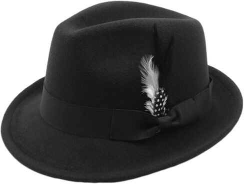 Fedora Hat for Men Felt Gentleman Hat with Feather Ribbon Detail Retro Casual Formal Headwear in Saudi Arabia