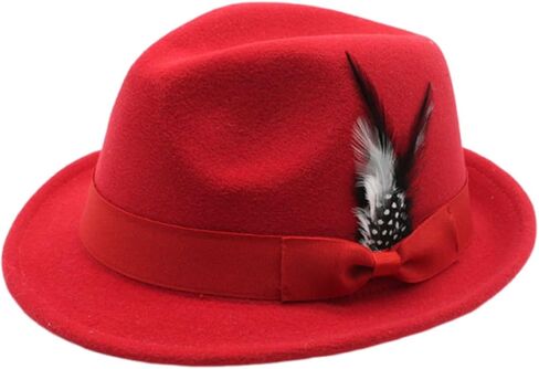 Fedora Hat for Men Felt Gentleman Hat with Feather Ribbon Detail Retro Casual Formal Headwear in Saudi Arabia