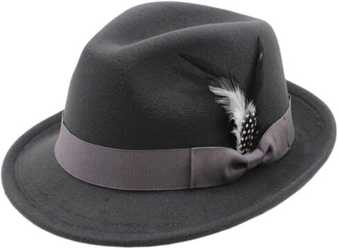 Fedora Hat for Men Felt Gentleman Hat with Feather Ribbon Detail Retro Casual Formal Headwear in Saudi Arabia