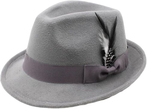 Fedora Hat for Men Felt Gentleman Hat with Feather Ribbon Detail Retro Casual Formal Headwear in Saudi Arabia