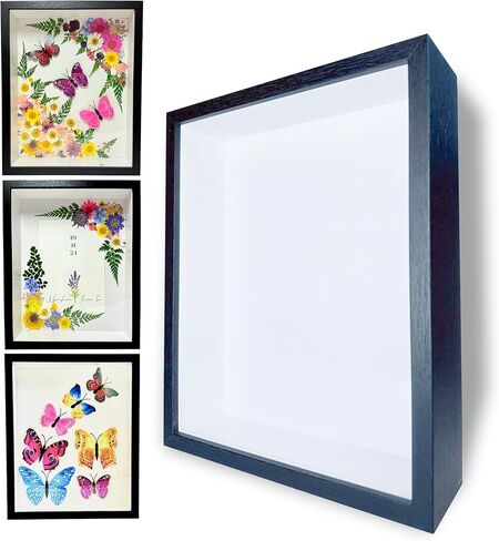 Shadow Box Frame 8x10 with Plastic Front, shadowbox Picture Frame for Crafts, Flowers and Photos, Rustic Memory Frames, Black Keepsake Boxs for Home Wall Decor (Black, 8X10) in Saudi Arabia