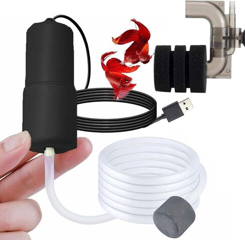 مضخة هواء USB لحوض السمك، مضخة هواء أكسجين صغيرة هادئة مع فلتر إسفنجي واحد، 1 حجر هواء لخزان أسماك الروبيان نانو ونقل الأسماك المائية PA152-3 in Saudi Arabia