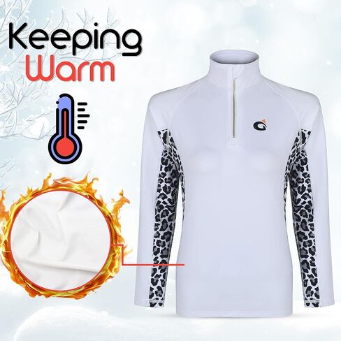 Equestrian Shirts for Women, Horse Riding Shirts Base Layer, Horseback Riding Shirts Long Sleeves, Quarter Zip Leopard Panels in Saudi Arabia