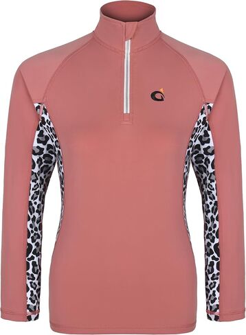Equestrian Shirts for Women, Horse Riding Shirts Base Layer, Horseback Riding Shirts Long Sleeves, Quarter Zip Leopard Panels in Saudi Arabia