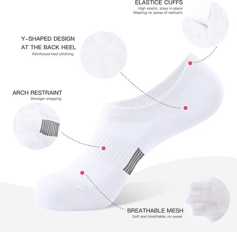 No Show Socks Womens Low Cut Non Slip Athletic Cotton Invisible Women Sock 5 Pairs in Saudi Arabia
