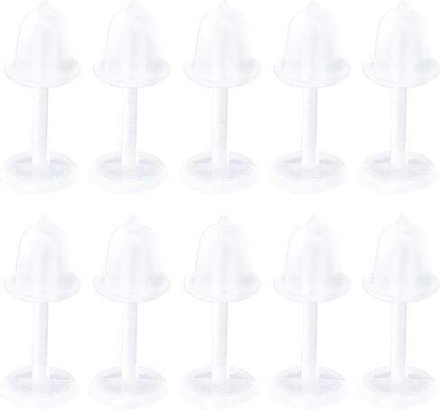 Plastic 10 pcs Clear 3 mm Flat Piercing Retainers 10 pcs Safety Earrings Backs Invisible Bars Piercings Jewelry Kit Hypoallergenic Stud Jewellery Set for Women Men Sensitive Ears in Saudi Arabia