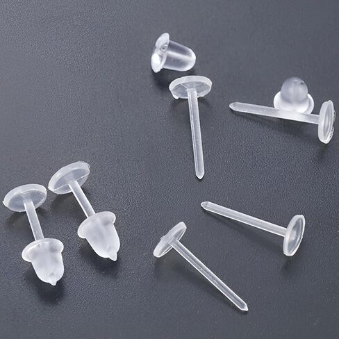 Plastic 10 pcs Clear 3 mm Flat Piercing Retainers 10 pcs Safety Earrings Backs Invisible Bars Piercings Jewelry Kit Hypoallergenic Stud Jewellery Set for Women Men Sensitive Ears in Saudi Arabia