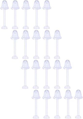 Plastic 20 pcs Clear 3 mm Flat Piercing Retainers 20 pcs Safety Earrings Backs Invisible Stud Ear Piercings Jewelry Kit Hypoallergenic Bars Jewellery Set Women Men for Sensitive Ears in Saudi Arabia