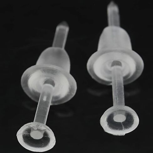 Plastic 20 pcs Clear 3 mm Flat Piercing Retainers 20 pcs Safety Earrings Backs Invisible Stud Ear Piercings Jewelry Kit Hypoallergenic Bars Jewellery Set Women Men for Sensitive Ears in Saudi Arabia