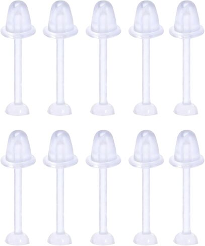 Plastic 10 pcs Clear 3 mm Flat Piercing Retainers 10 pcs Safety Earrings Backs Invisible Stud Hypoallergenic Bars Jewellery Set Ear Piercings Jewelry Kit for Women Men Sensitive Ears in Saudi Arabia