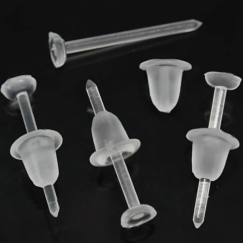 Plastic 10 pcs Clear 3 mm Flat Piercing Retainers 10 pcs Safety Earrings Backs Invisible Stud Hypoallergenic Bars Jewellery Set Ear Piercings Jewelry Kit for Women Men Sensitive Ears in Saudi Arabia