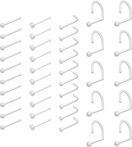 40Pcs Plastic Nose Rings for Surgery, 4 Styles Clear Nose Ring Retainer 20g Clear Noses Stud for Sports Surgery Earring Lip Noses New Perforation in Saudi Arabia