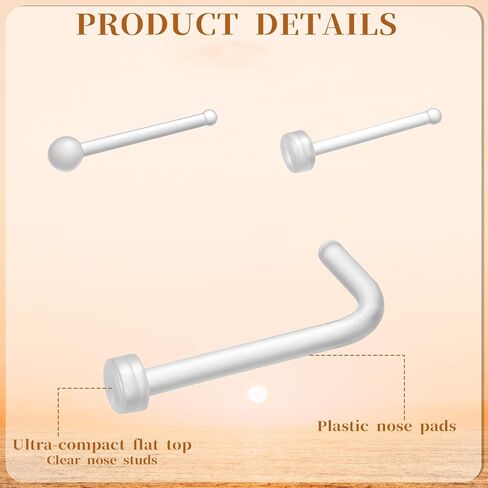 40Pcs Plastic Nose Rings for Surgery, 4 Styles Clear Nose Ring Retainer 20g Clear Noses Stud for Sports Surgery Earring Lip Noses New Perforation in Saudi Arabia