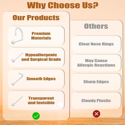 40Pcs Plastic Nose Rings for Surgery, 4 Styles Clear Nose Ring Retainer 20g Clear Noses Stud for Sports Surgery Earring Lip Noses New Perforation in Saudi Arabia