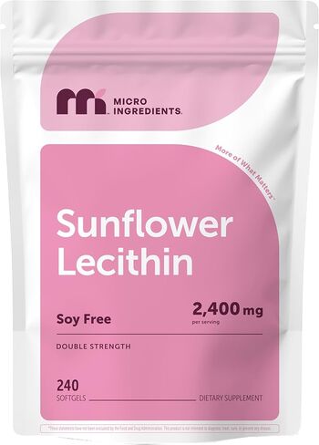 Micro Ingredients Sunflower Lecithin 2,400mg, 240 Softgels | Natural Sunflower Seed Oil Source with Phosphatidylcholine | Soy Free Lecithin Supplement | Non-GMO, No Gluten in Saudi Arabia