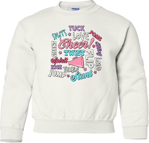 inktastic Cheer Word Salad with Megaphone and Stars Youth Sweatshirt in Saudi Arabia
