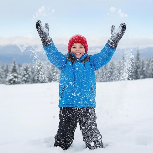 Black Kids' Ski Gloves for 7-10 Years Old, Winter Thermal Riding Gloves with Windproof Protection in Saudi Arabia