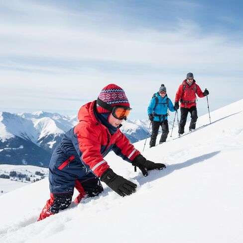 Black Kids' Ski Gloves for 7-10 Years Old, Winter Thermal Riding Gloves with Windproof Protection in Saudi Arabia
