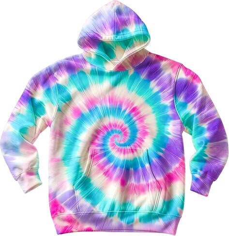 Unisex Kids Tie Dye Hoodie Sweatshirt for Boys Girls Hooded Kangaroo Pocket Pullover Hoodies in Saudi Arabia