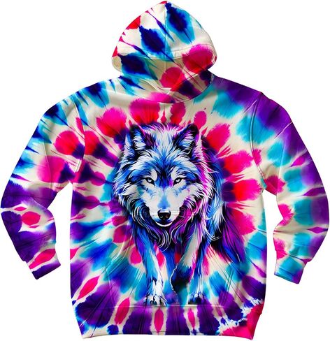 Unisex Kids Tie Dye Hoodie Sweatshirt for Boys Girls Hooded Kangaroo Pocket Pullover Hoodies in Saudi Arabia