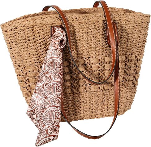 Trifabricy Beach Bags for Women, Summer Straw Bag, Woven Straw Beach Tote Bag Shoulder Handbags in Saudi Arabia