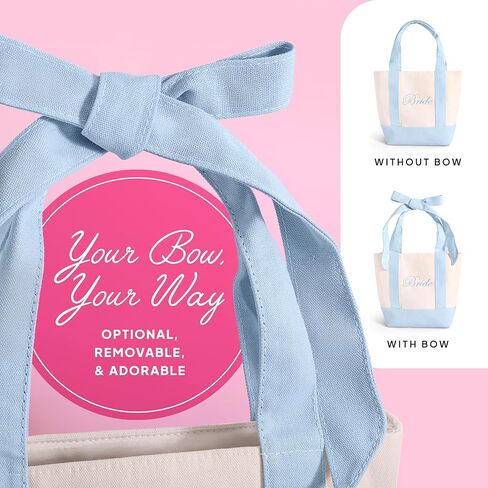 Bride Tote Bag | Canvas Mini Tote Bag w/Bow | Bachelorette Gifts for Bride, Bride to Be Gifts for Bachelorette Party, Bridal Shower, Engagement Party Favor, Wedding Accessory in Saudi Arabia