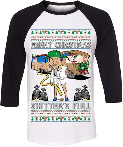 Wild Bobby Merry Christmas Shitter's Full Unisex 3/4 Sleeve Raglan Jersey Baseball T-Shirt in Saudi Arabia