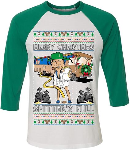 Wild Bobby Merry Christmas Shitter's Full Unisex 3/4 Sleeve Raglan Jersey Baseball T-Shirt in Saudi Arabia