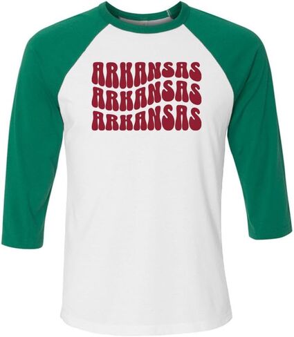 Groovy Arkansas Three-Quarter Raglan Sleeve Baseball Shirt Unisex in Saudi Arabia