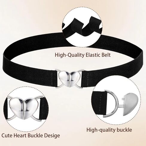 2 Pcs Elastic Waist Belt Toddler Heart Shaped Buckle Stretch Belts Fashion Adjustable Waistband for Girls Kids Boys Pants Jeans Dress in Saudi Arabia