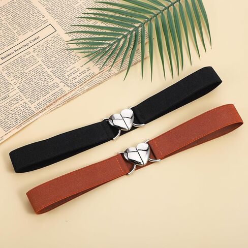 2 Pcs Elastic Waist Belt Toddler Heart Shaped Buckle Stretch Belts Fashion Adjustable Waistband for Girls Kids Boys Pants Jeans Dress in Saudi Arabia