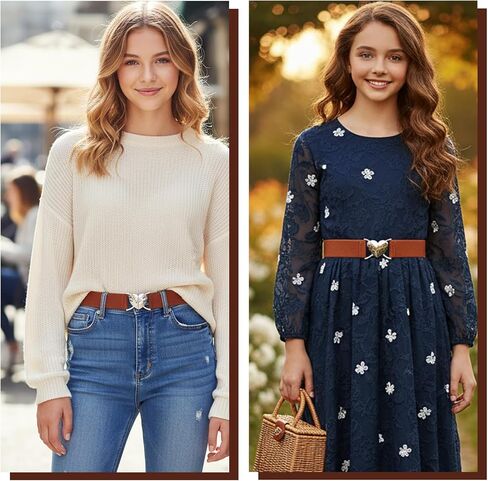 2 Pcs Elastic Waist Belt Toddler Heart Shaped Buckle Stretch Belts Fashion Adjustable Waistband for Girls Kids Boys Pants Jeans Dress in Saudi Arabia