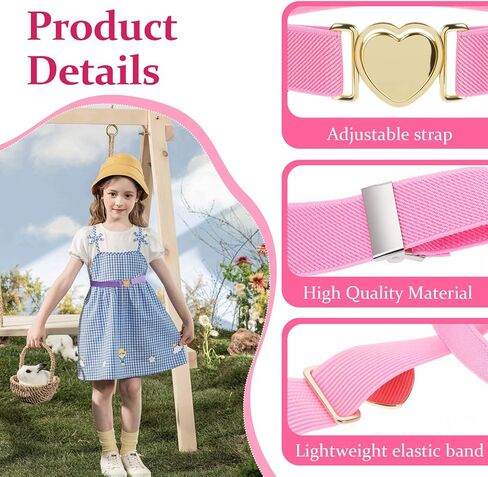 3pcs Belts for Girls, Little Girls Belts With Heart-Shaped Metal Buckle, Little Girl Belt, Belts for Kids Girls, Elastic Adjustable Waist Belts for Girl in Saudi Arabia